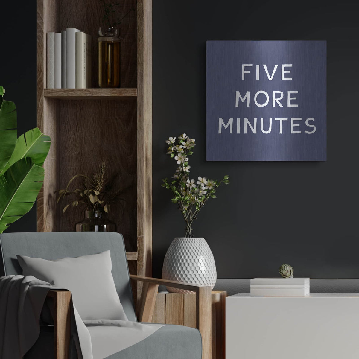 'Five More Minutes' by Linda Woods – Metal Wall Art, 24x24 room view