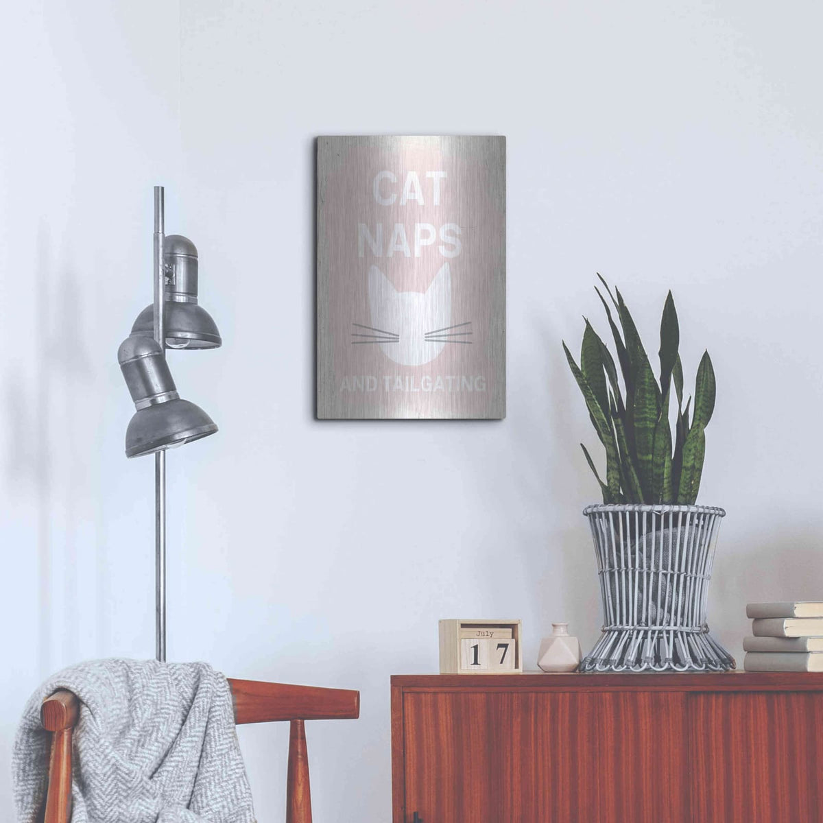 'Cat Naps And Tailgating' by Linda Woods – Metal Wall Art, 16x24 room view