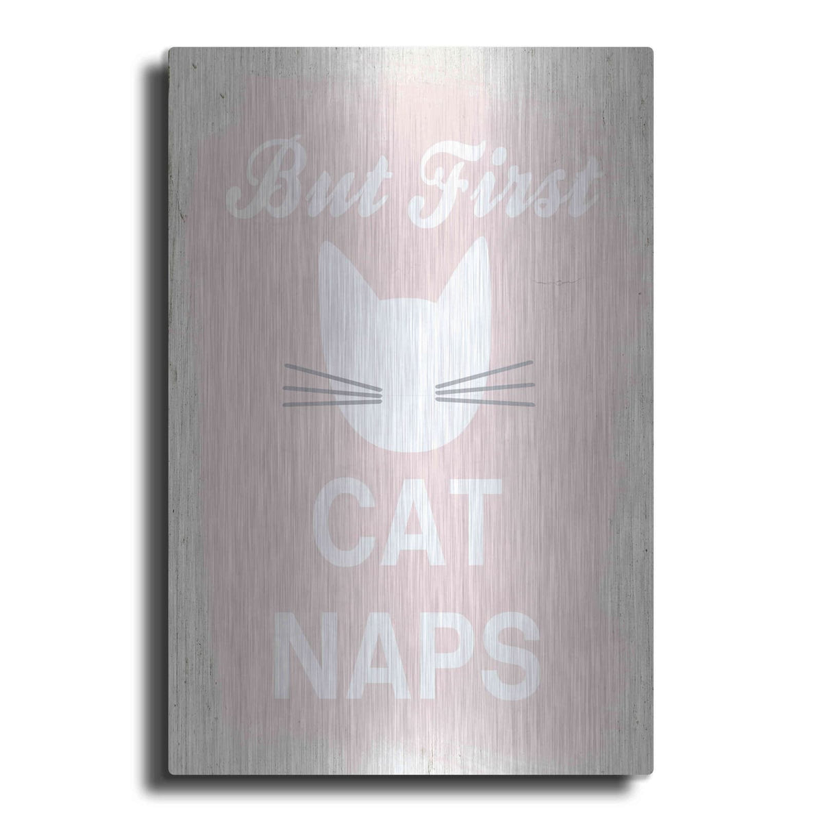 'But First Cat Naps' by Linda Woods – Metal Wall Art