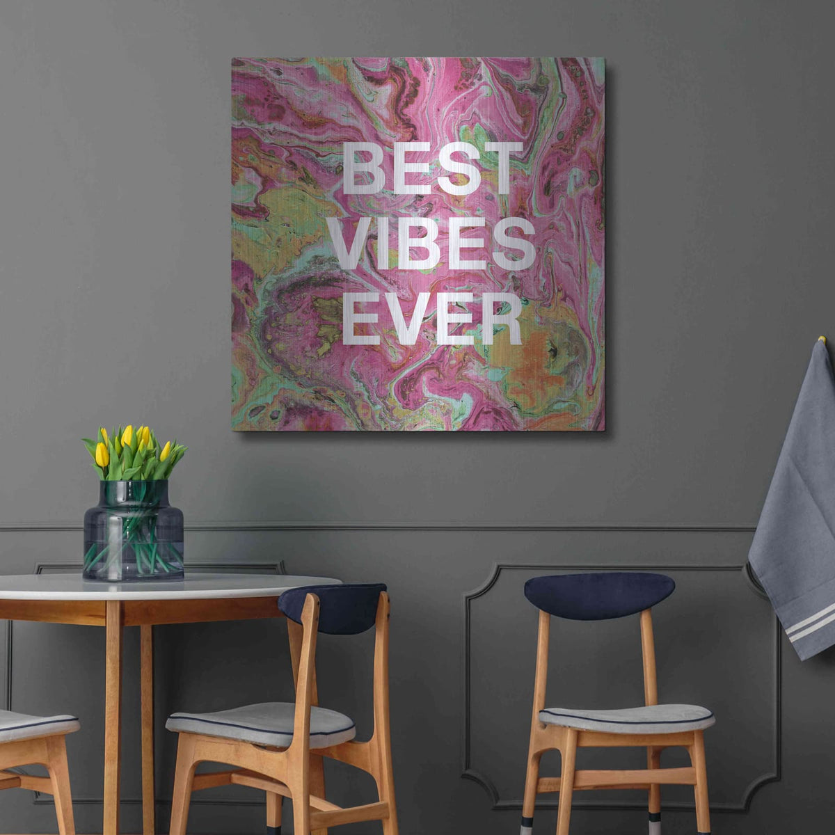 'Best Vibes Ever' by Linda Woods – Metal Wall Art, 36x36 room view