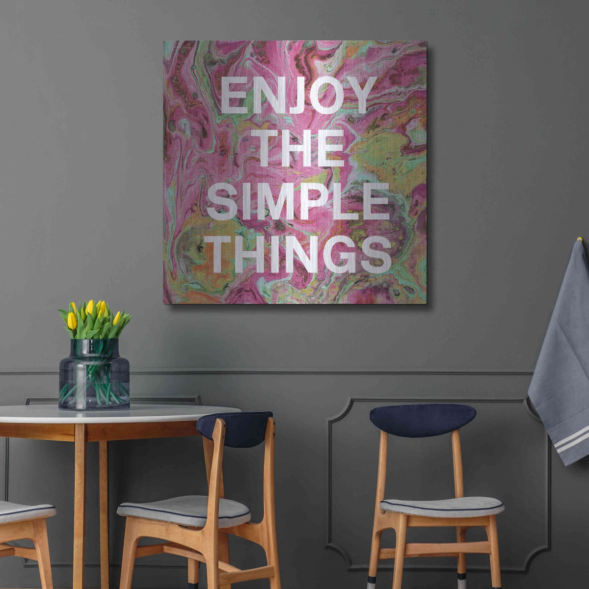 'Enjoy The Simple Things' by Linda Woods – Metal Wall Art, 36x36 room view