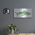 'Watercolor Shark II' by Linda Woods – Metal Wall Art, 24x12 room view