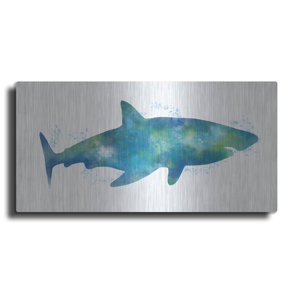 'Watercolor Shark III' by Linda Woods – Metal Wall Art