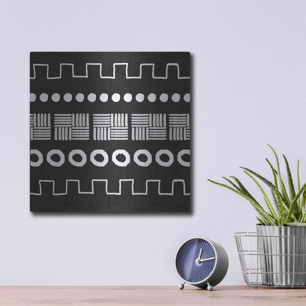 'Mud Cloth IV' by Linda Woods – Metal Wall Art, 12x12 room view