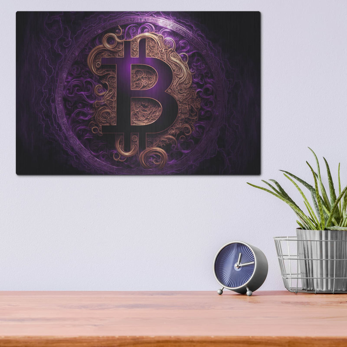 'Bitcoin Realm' by Luxe Metal Portfolio – Metal Wall Art, 16x12 room view