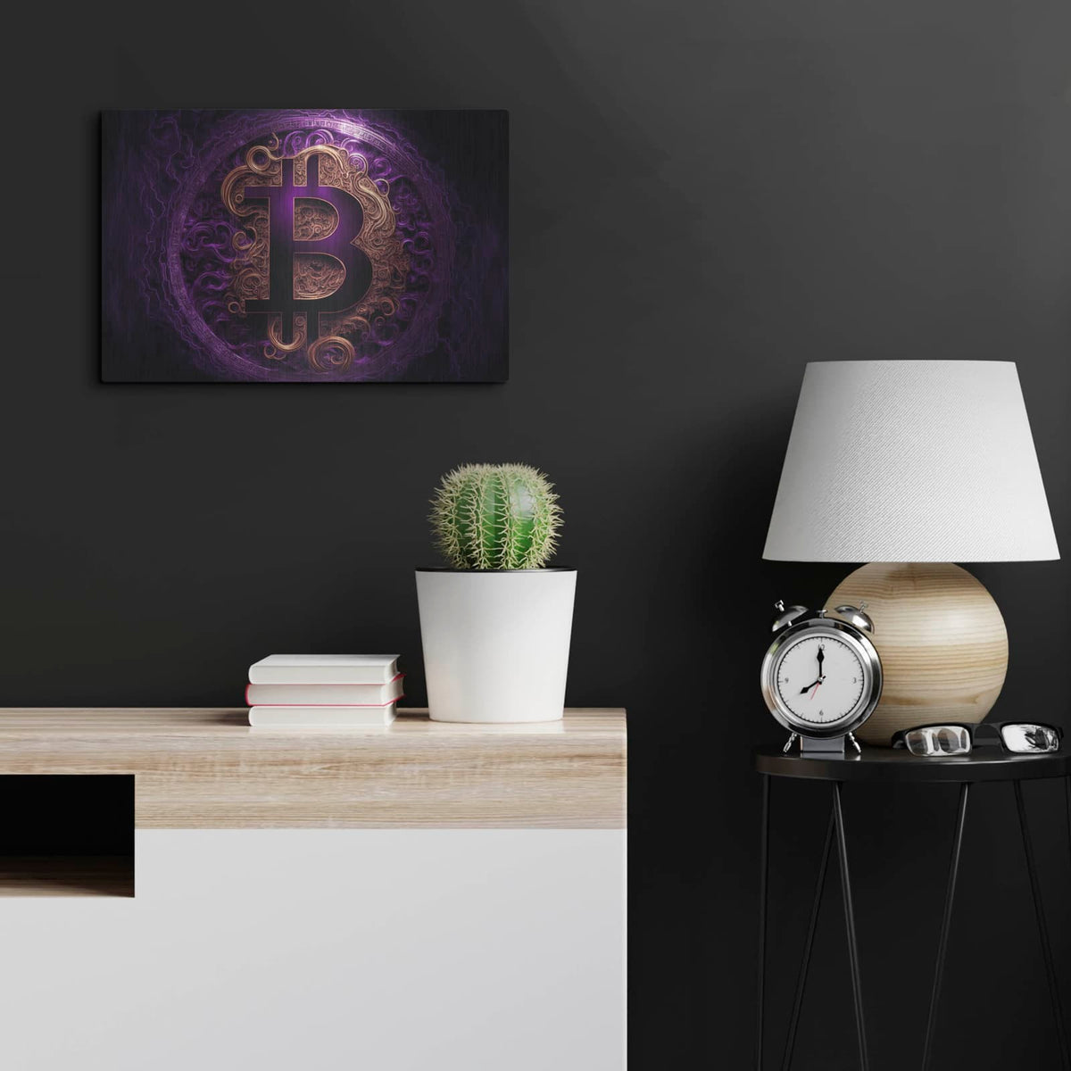 'Bitcoin Realm' by Luxe Metal Portfolio – Metal Wall Art, 24x16 room view