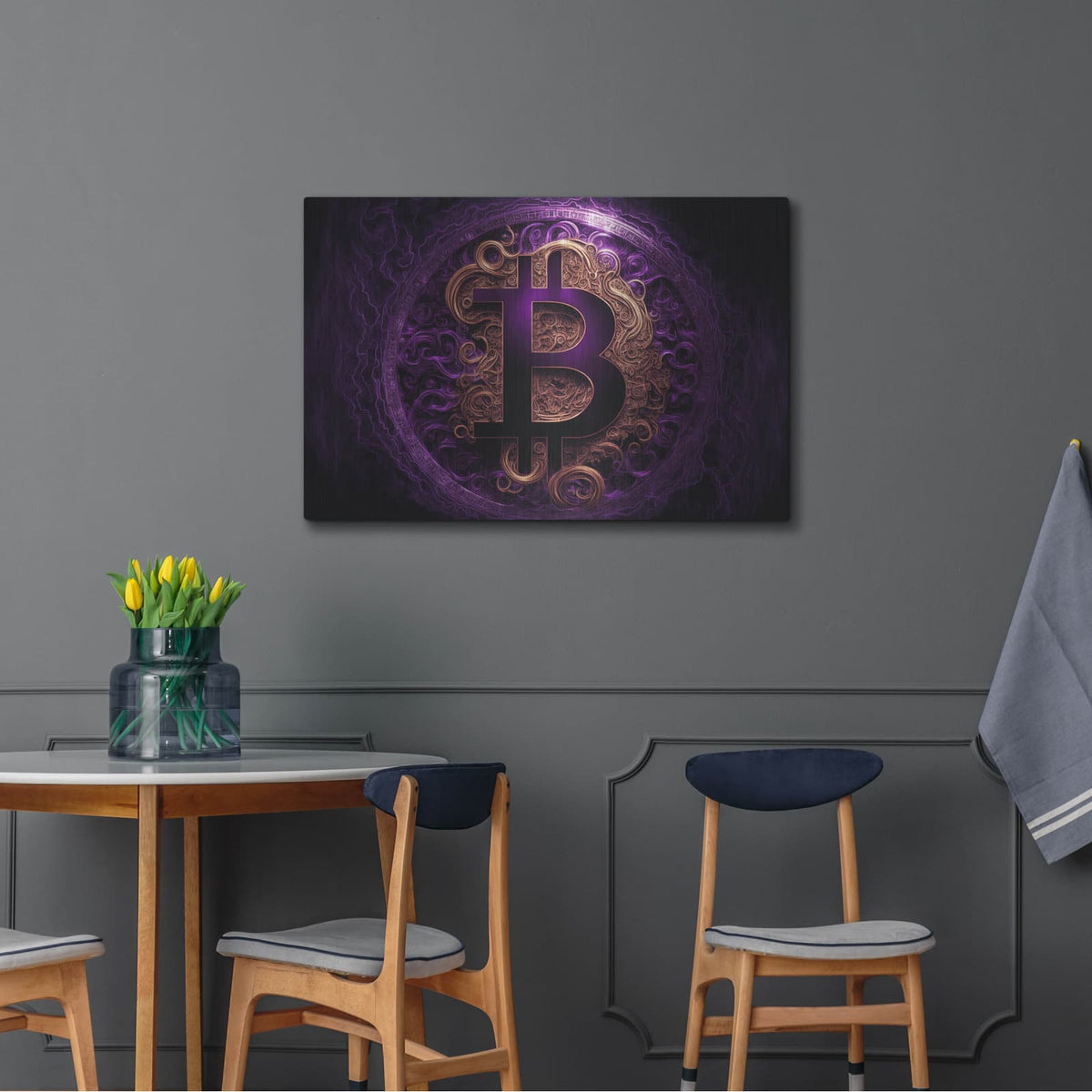 'Bitcoin Realm' by Luxe Metal Portfolio – Metal Wall Art, 36x24 room view