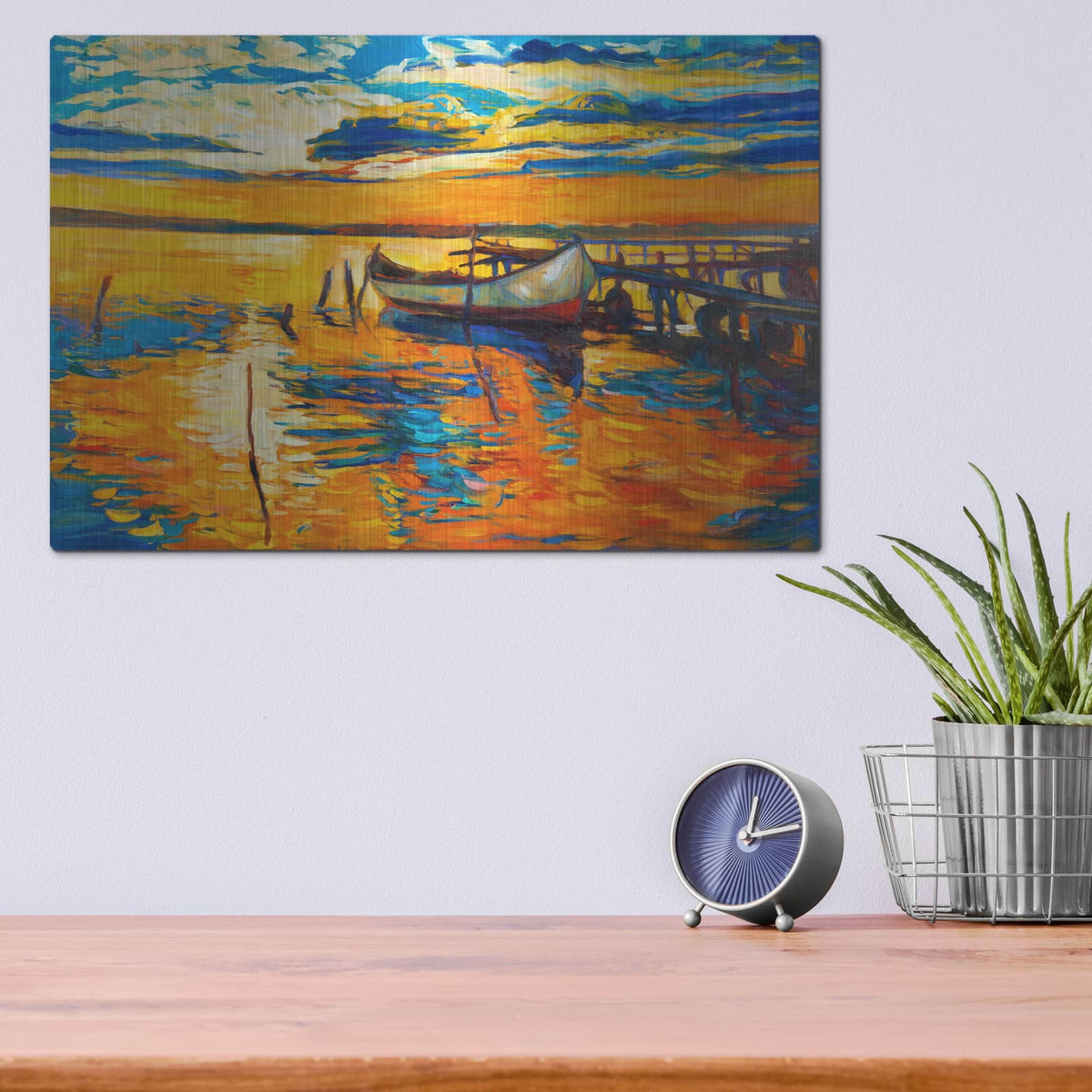 'Lonely Boat' by Luxe Metal Portfolio – Metal Wall Art, 16x12 room view