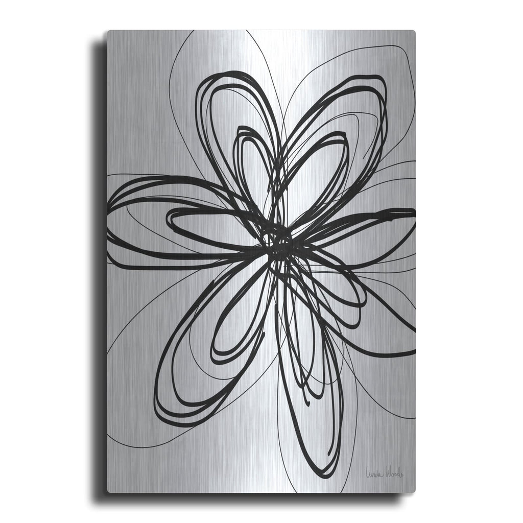 'Black Ink Flower I' by Linda Woods – Metal Wall Art