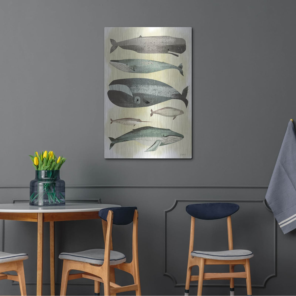 'Whales' by Pete Oswald – Metal Wall Art, 24x36 room view