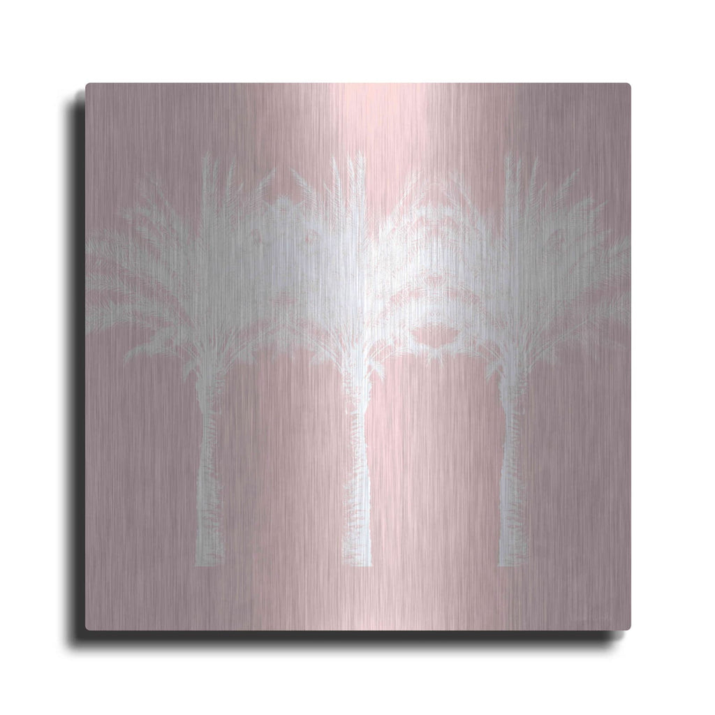 'White And Pink Palm Trees' by Linda Woods – Metal Wall Art