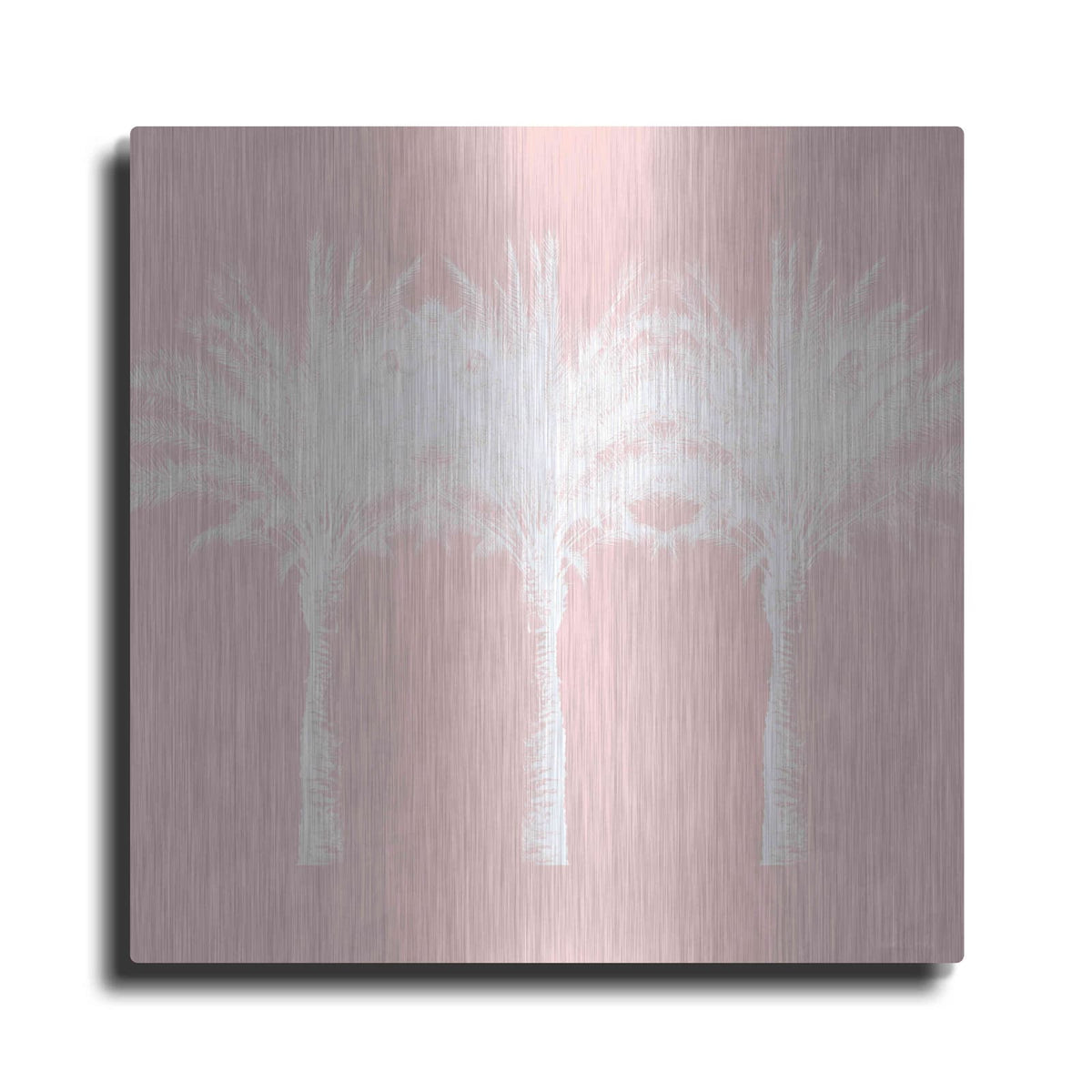 'White And Pink Palm Trees' by Linda Woods – Metal Wall Art
