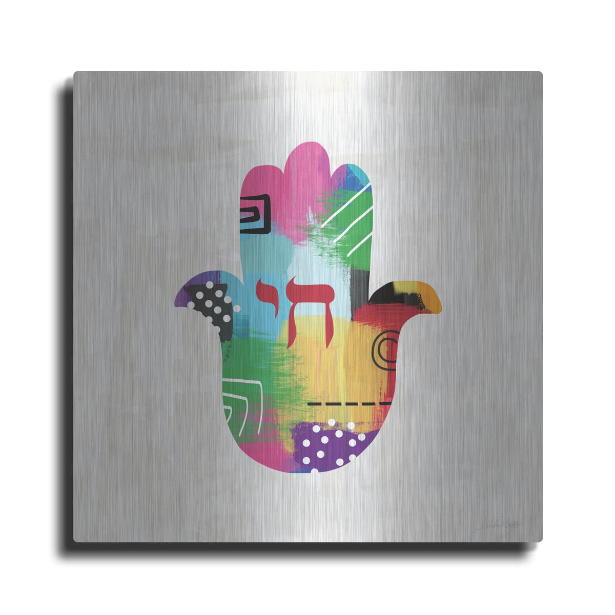 'Chai Hamsa' by Linda Woods – Metal Wall Art