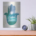 'Shabbat Shalom Hamsa' by Linda Woods – Metal Wall Art, 12x16 room view