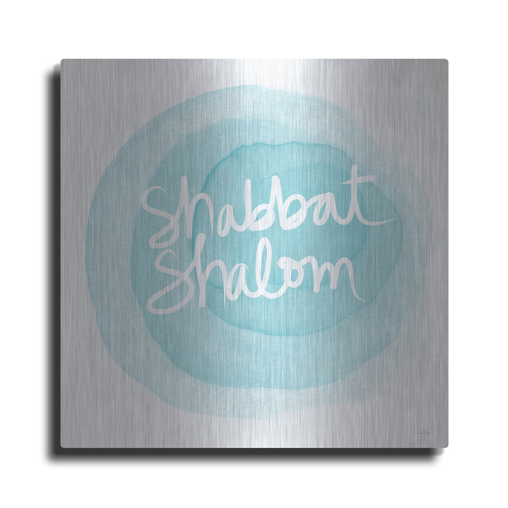 'Shabbat Shalom Blue' by Linda Woods – Metal Wall Art