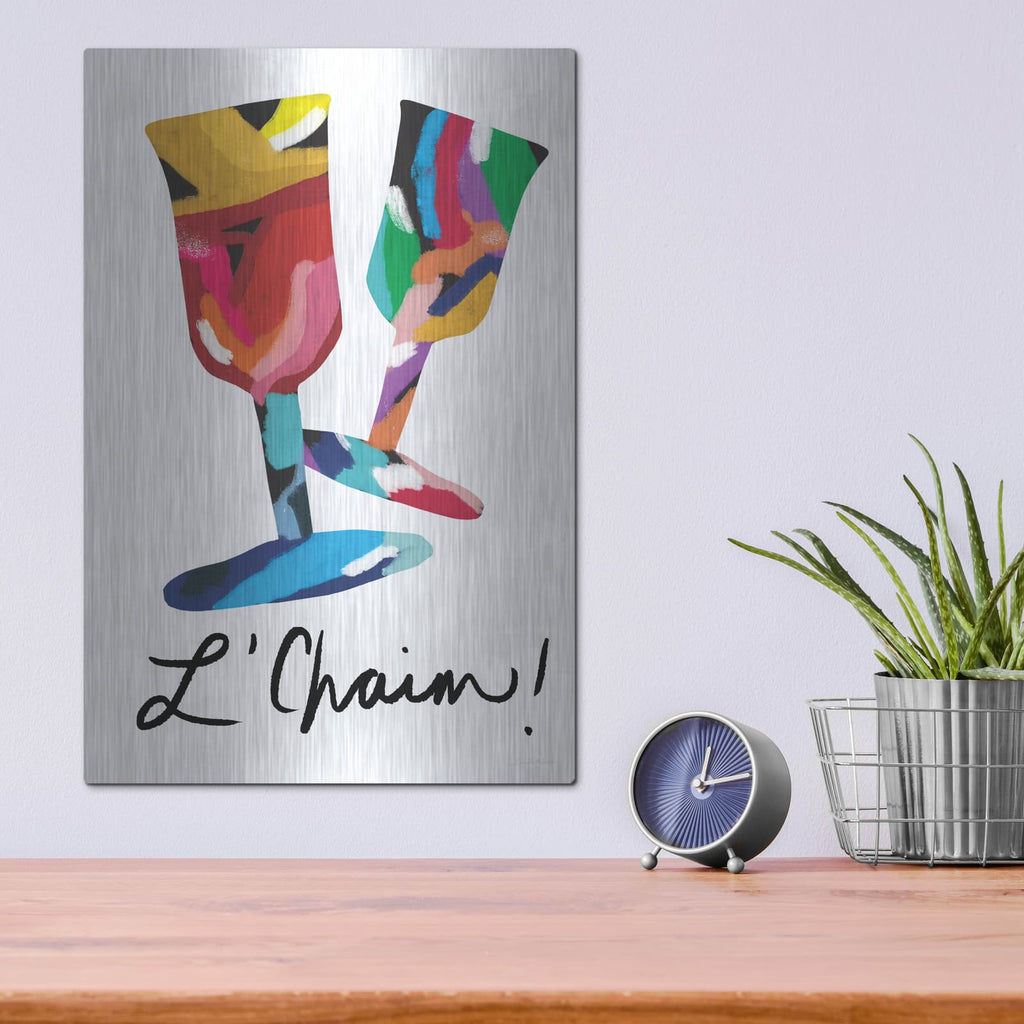 'L'Chaim Glass' by Linda Woods – Metal Wall Art, 12x16 room view