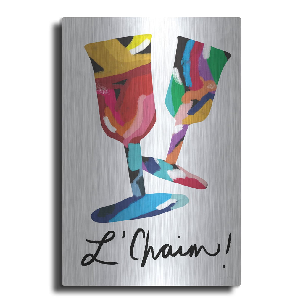 'L'Chaim Glass' by Linda Woods – Metal Wall Art
