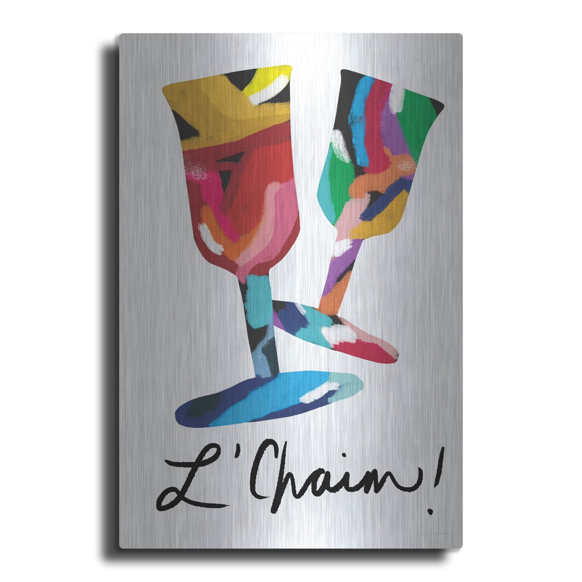 'L'Chaim Glass' by Linda Woods – Metal Wall Art