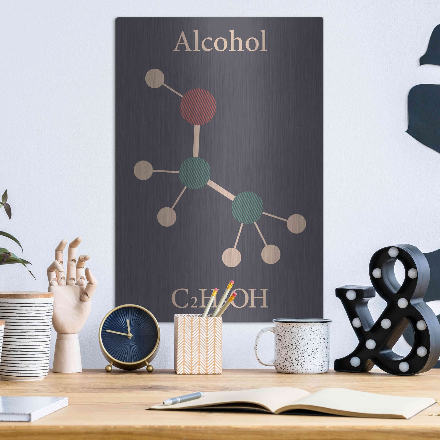 Luxe Metal Art 'Alcohol Molecule' Metal Wall Art,12x16