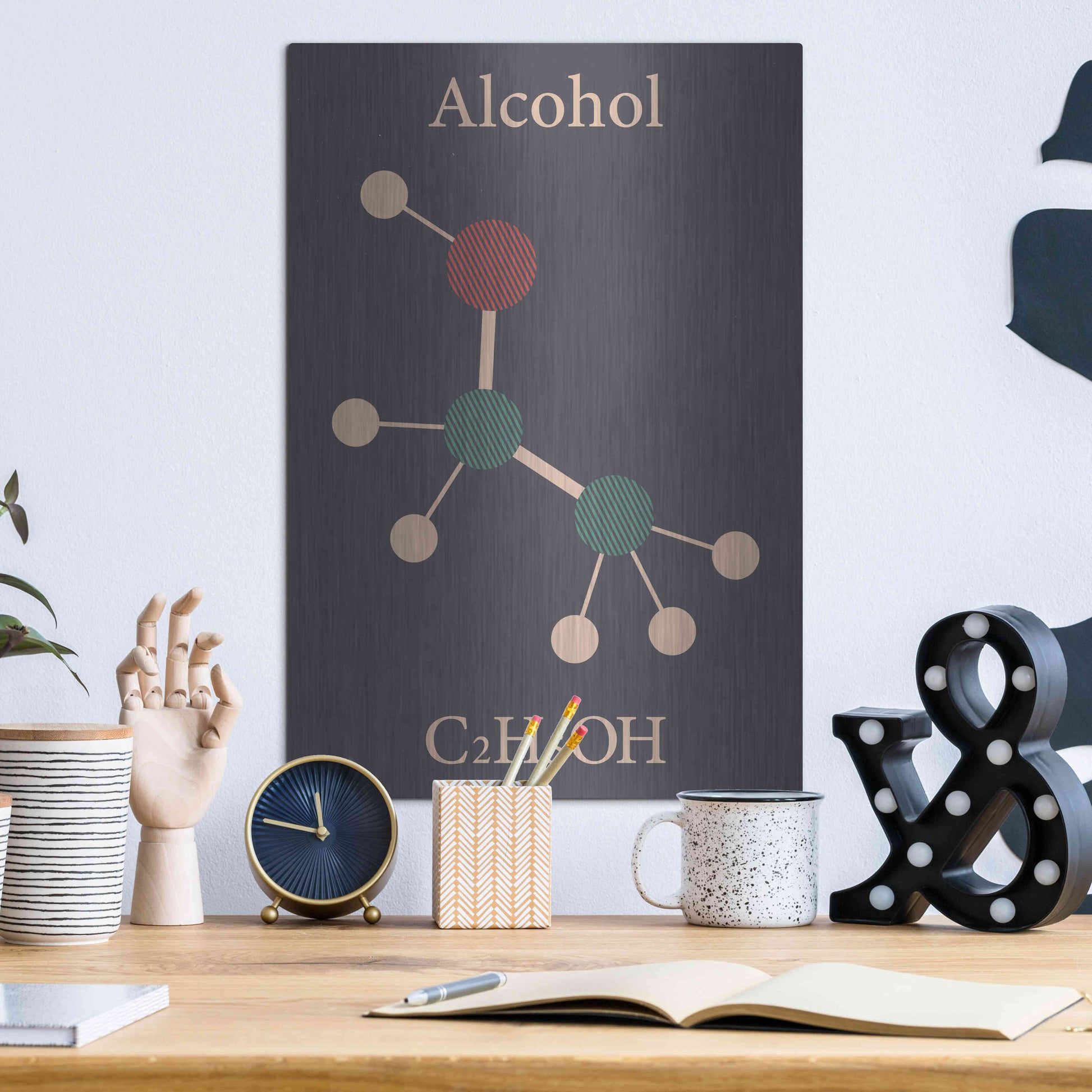 Luxe Metal Art 'Alcohol Molecule' Metal Wall Art,12x16