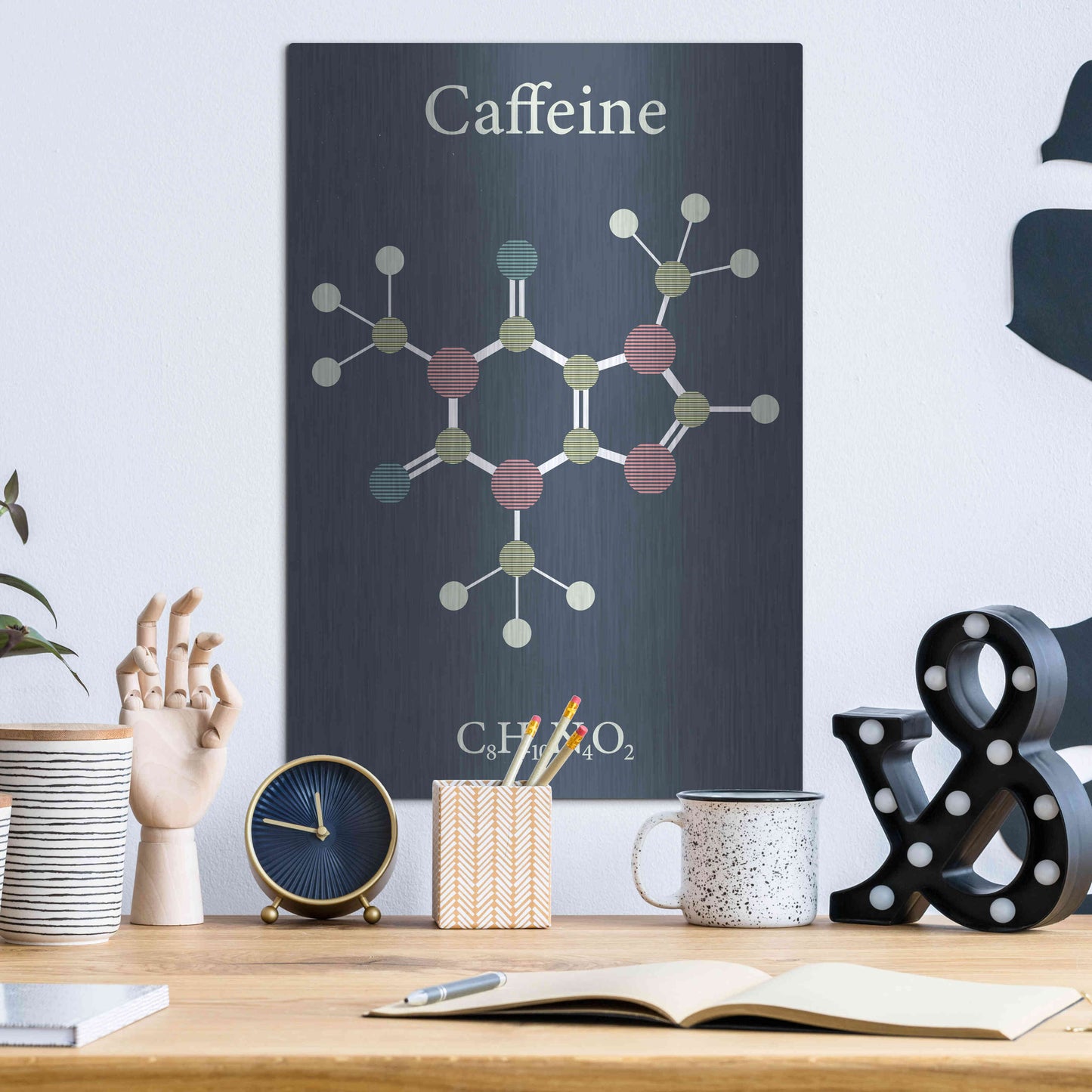 Luxe Metal Art 'Caffeine Molecule' Metal Wall Art,12x16