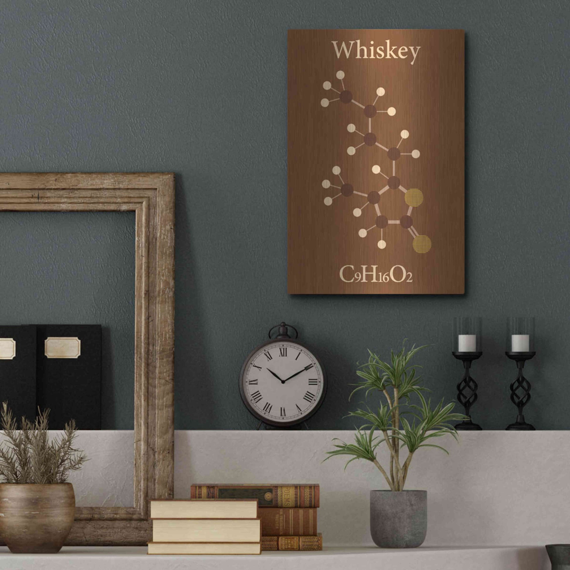 Luxe Metal Art 'Whiskey Molecule' Metal Wall Art,12x16