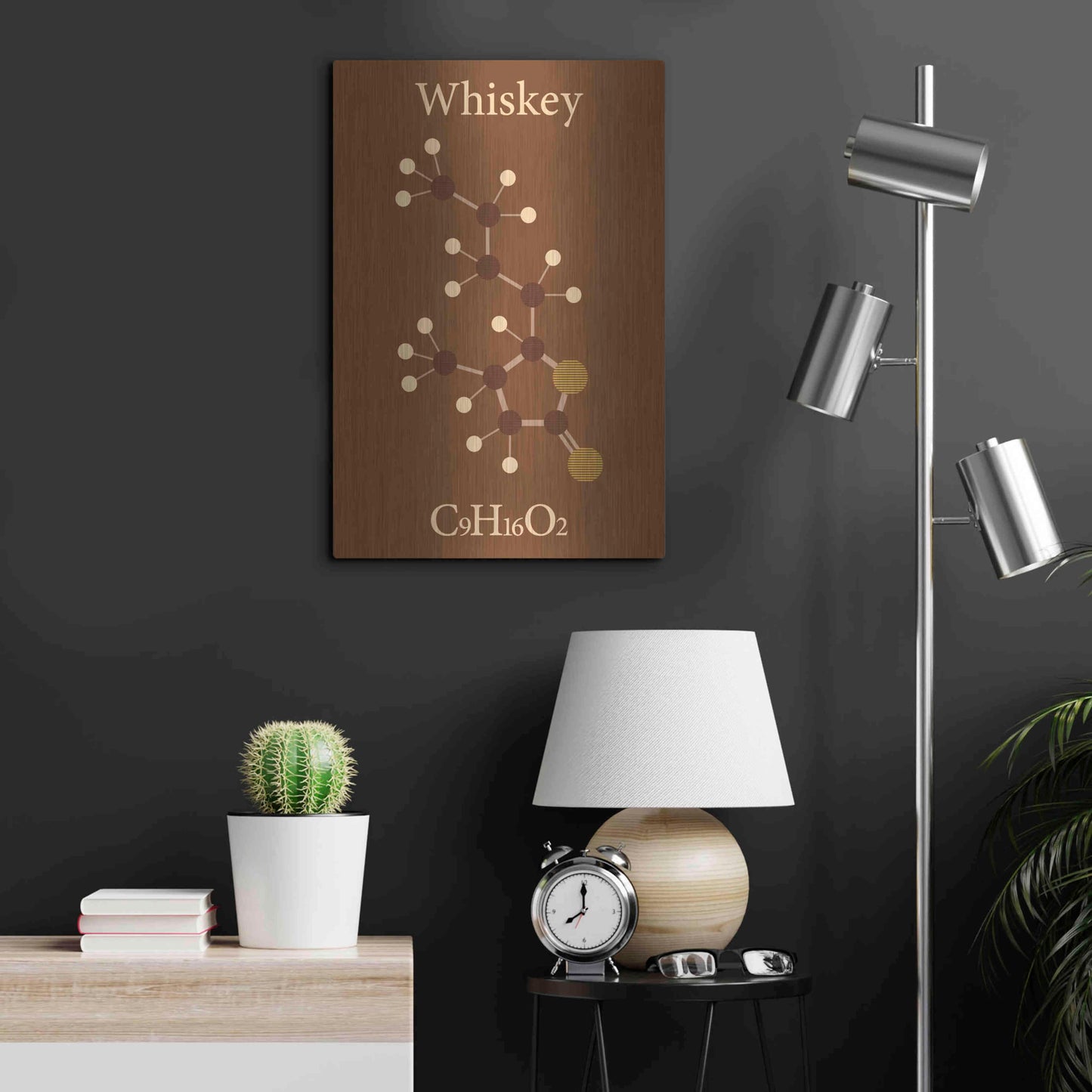 Luxe Metal Art 'Whiskey Molecule' Metal Wall Art,16x24