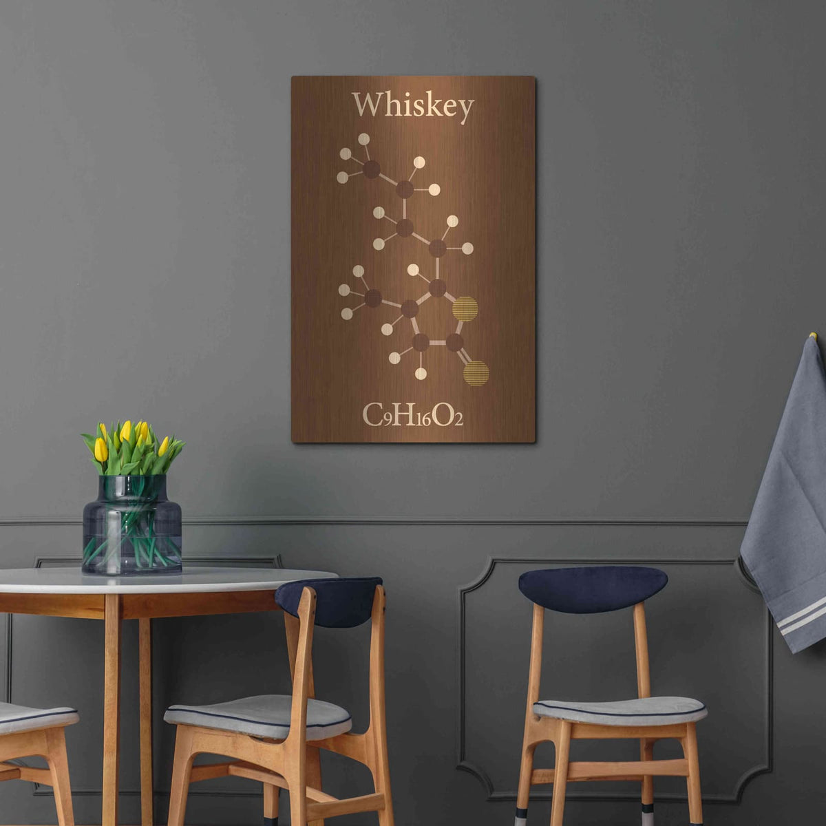 'Whiskey Molecule' by Maxim – Metal Wall Art, 24x36 room view