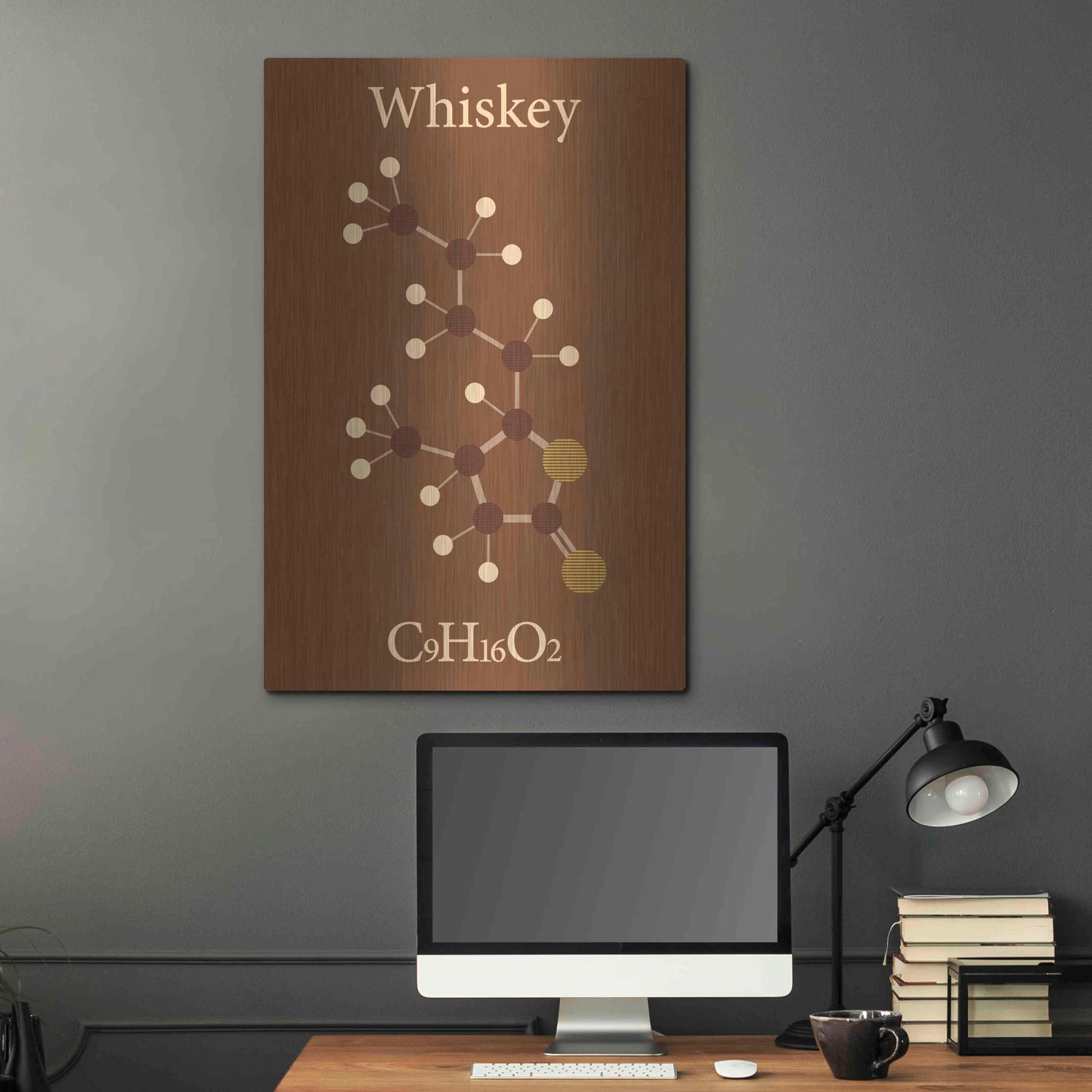 Luxe Metal Art 'Whiskey Molecule' Metal Wall Art,24x36
