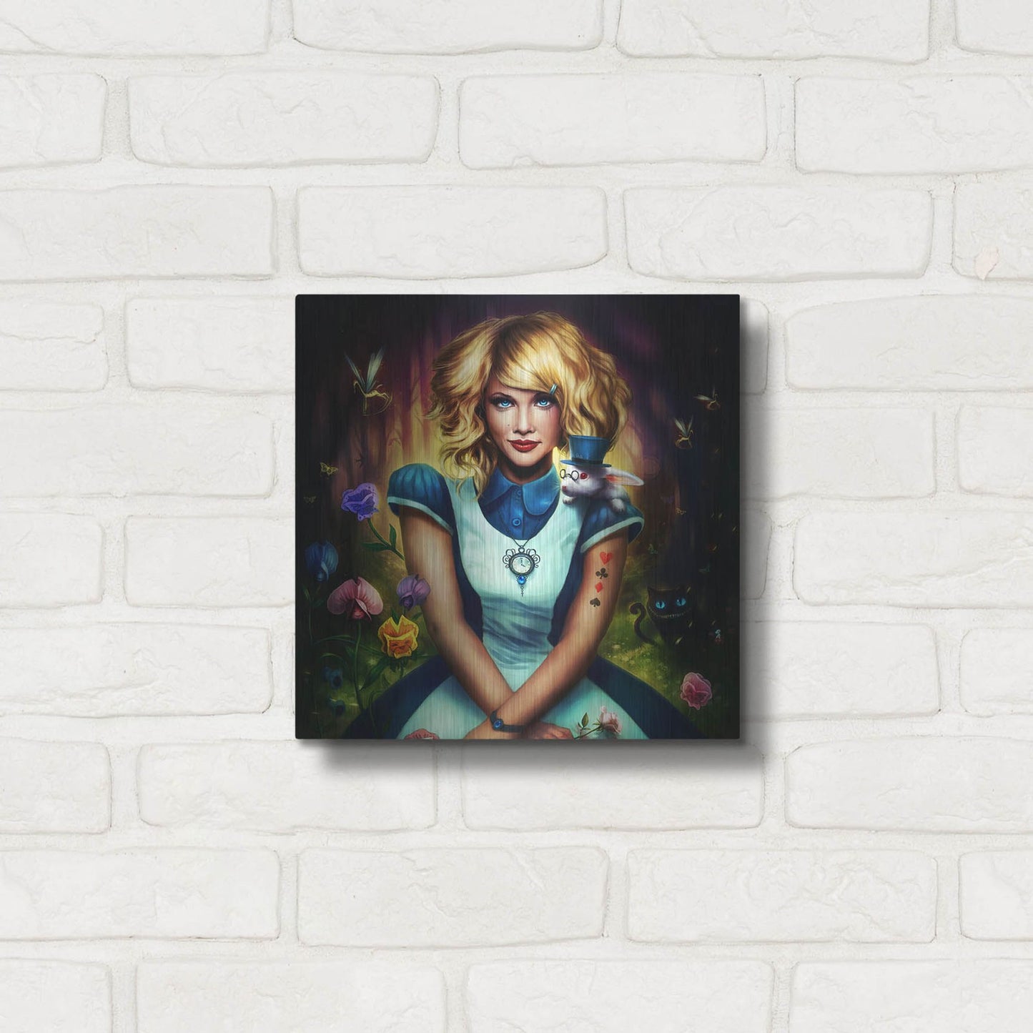 Luxe Metal Art 'Alice in Wonderland' by JoJoesArt, Metal Wall Art,12x12