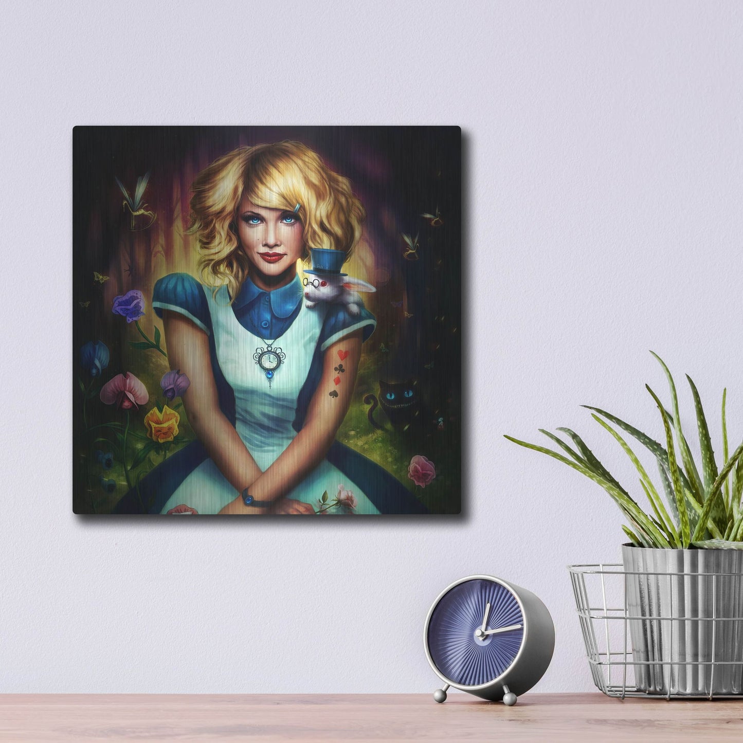 Luxe Metal Art 'Alice in Wonderland' by JoJoesArt, Metal Wall Art,12x12