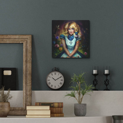 Luxe Metal Art 'Alice in Wonderland' by JoJoesArt, Metal Wall Art,12x12