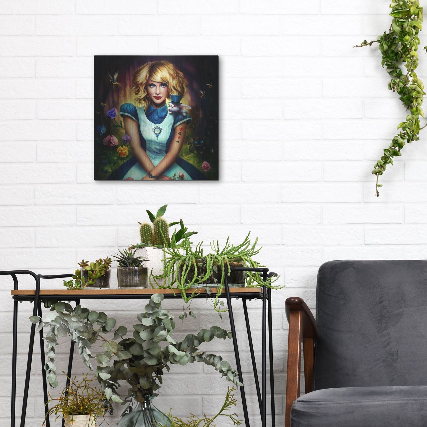 Luxe Metal Art 'Alice in Wonderland' by JoJoesArt, Metal Wall Art,12x12