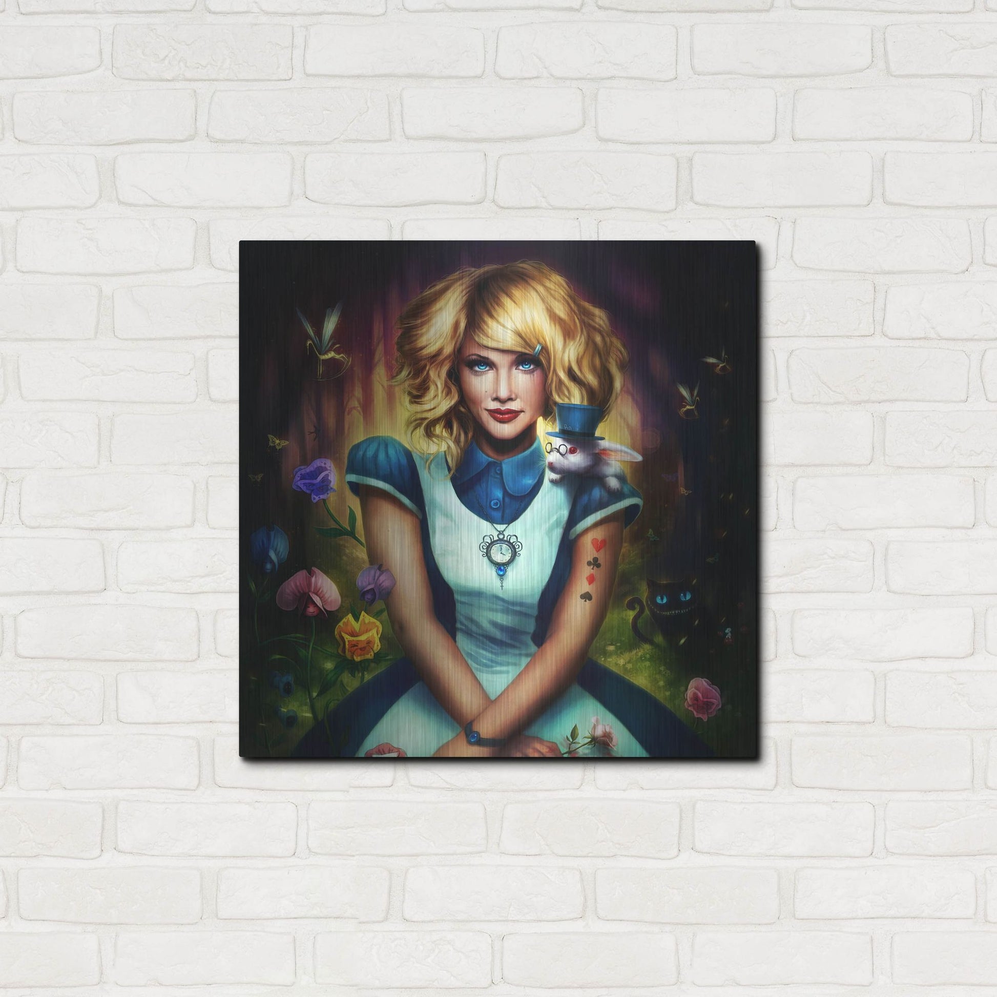 Luxe Metal Art 'Alice in Wonderland' by JoJoesArt, Metal Wall Art,24x24