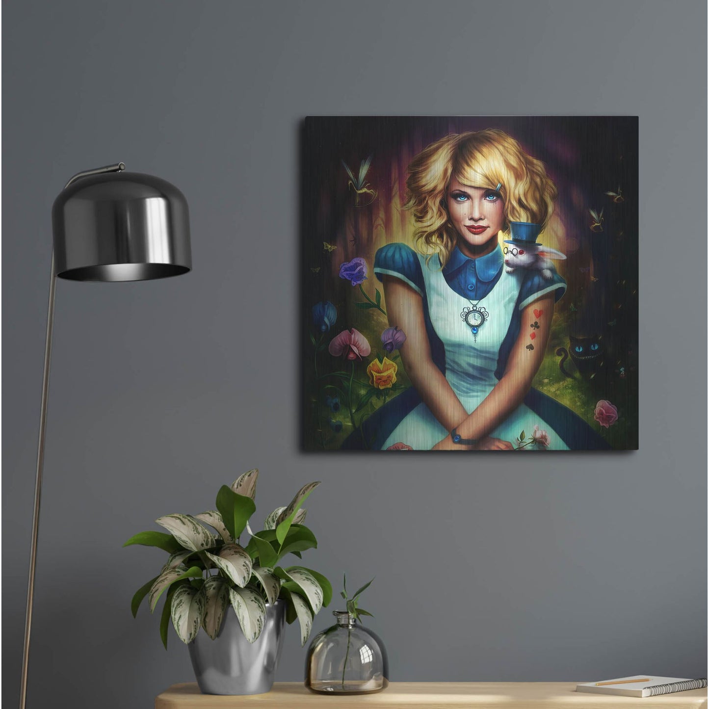 Luxe Metal Art 'Alice in Wonderland' by JoJoesArt, Metal Wall Art,24x24