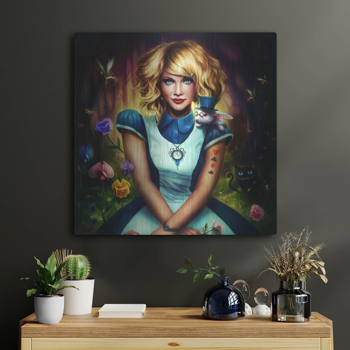 Luxe Metal Art 'Alice in Wonderland' by JoJoesArt, Metal Wall Art,24x24