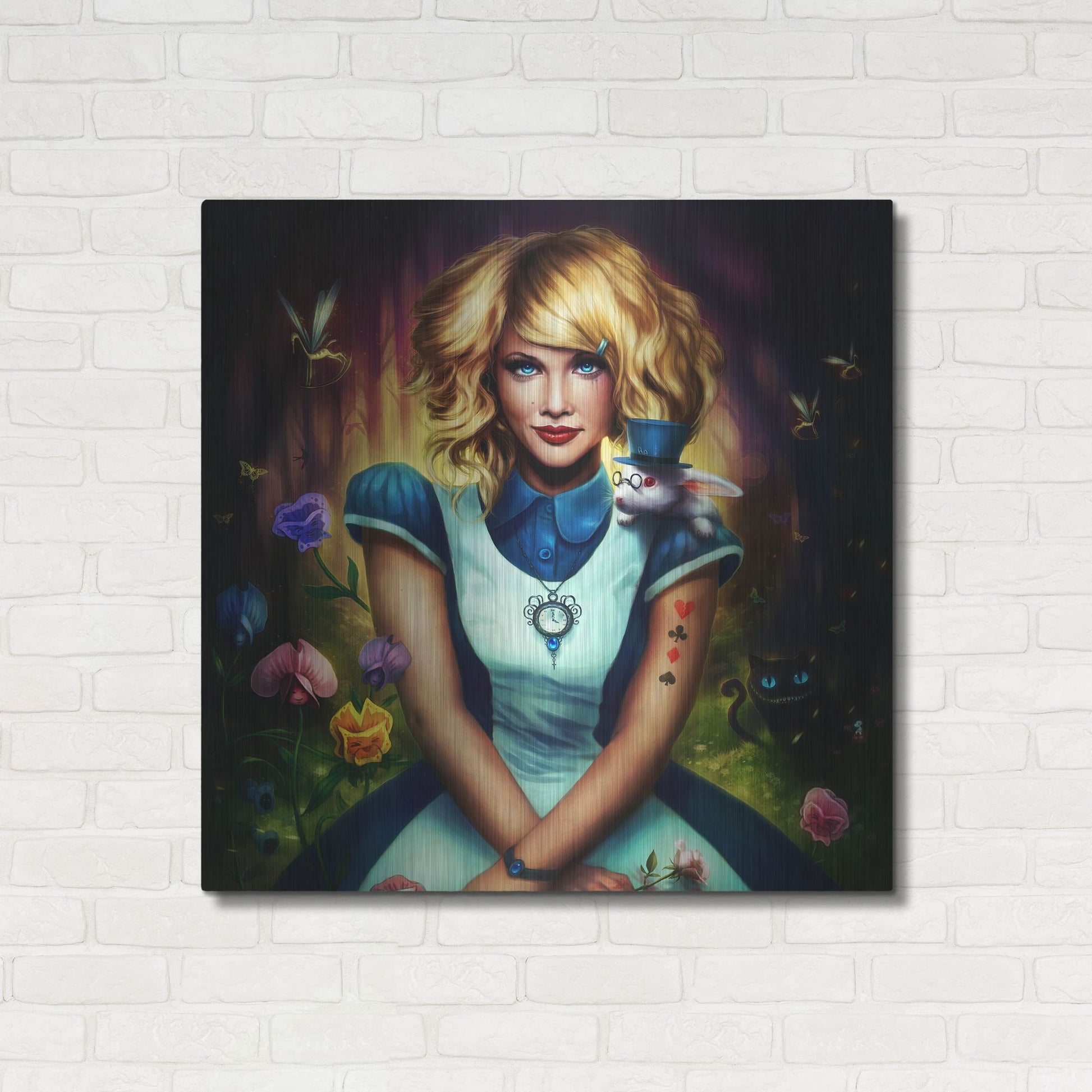 Luxe Metal Art 'Alice in Wonderland' by JoJoesArt, Metal Wall Art,36x36