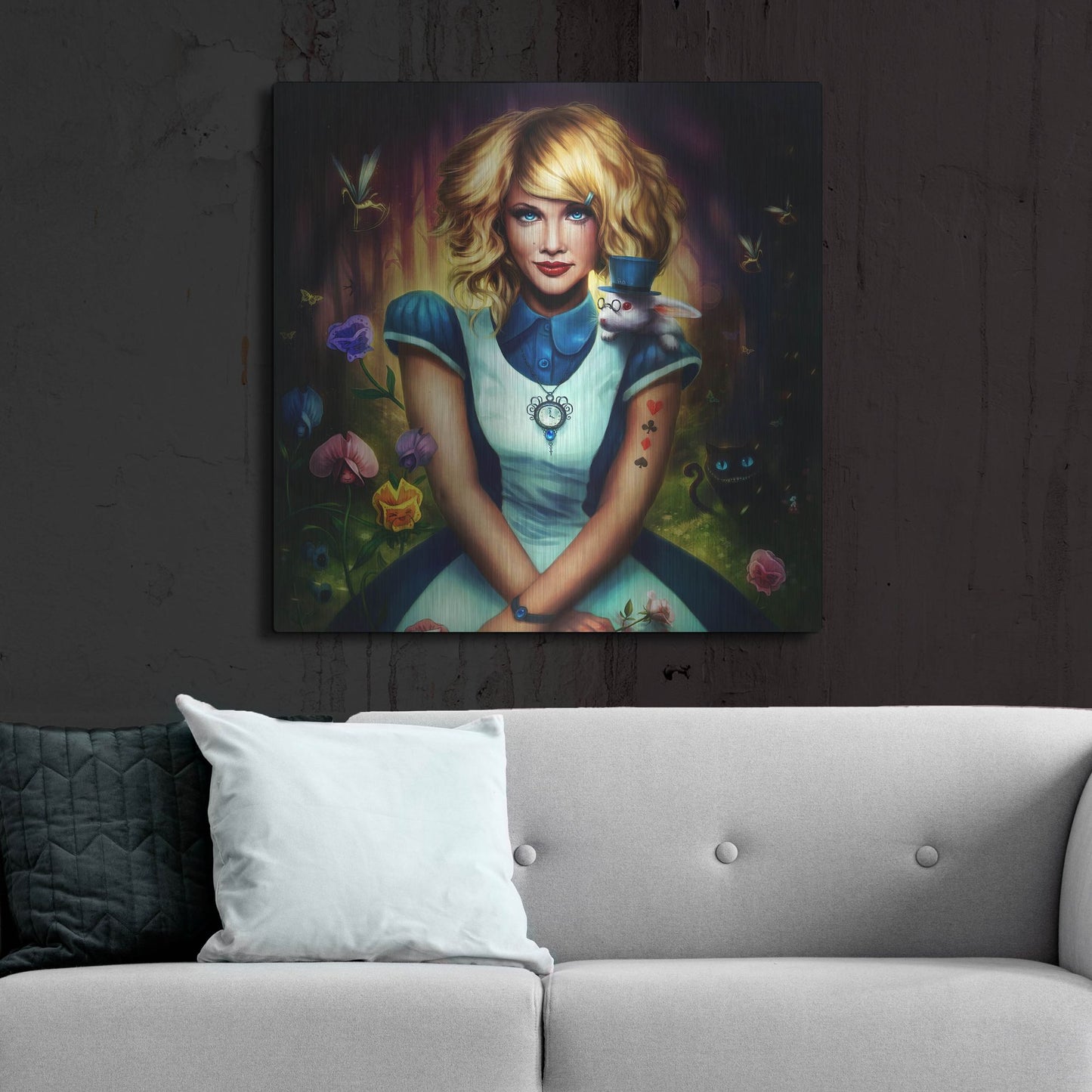 Luxe Metal Art 'Alice in Wonderland' by JoJoesArt, Metal Wall Art,36x36