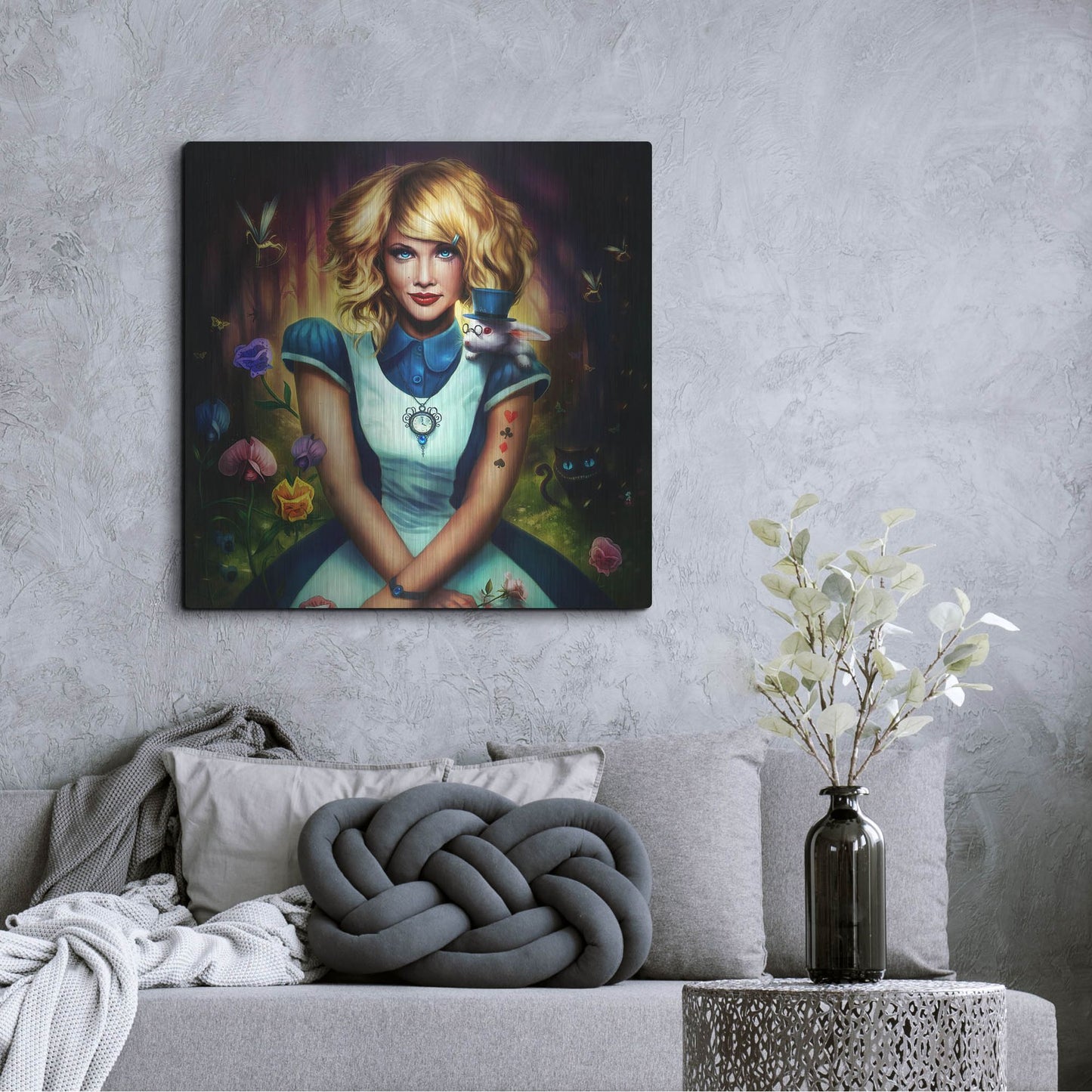 Luxe Metal Art 'Alice in Wonderland' by JoJoesArt, Metal Wall Art,36x36