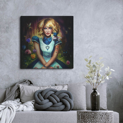 Luxe Metal Art 'Alice in Wonderland' by JoJoesArt, Metal Wall Art,36x36
