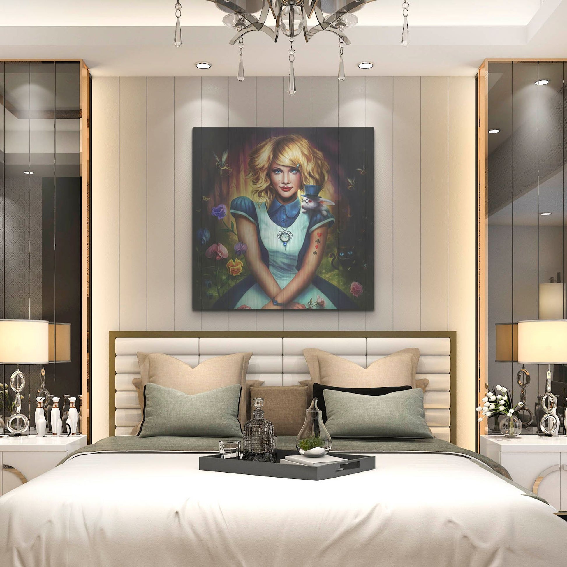 Luxe Metal Art 'Alice in Wonderland' by JoJoesArt, Metal Wall Art,36x36