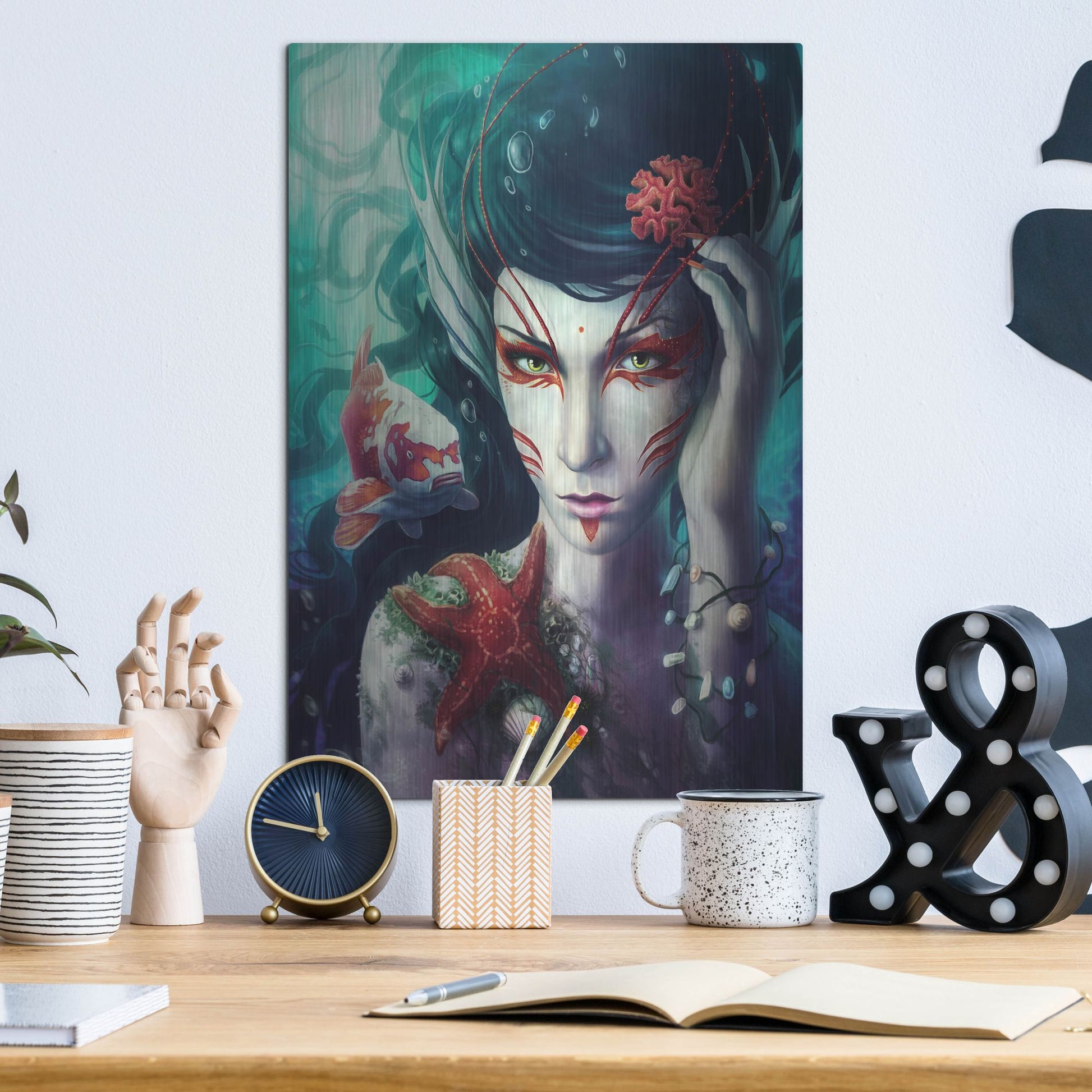 Luxe Metal Art 'Deep Sea' by JoJoesArt, Metal Wall Art,12x16