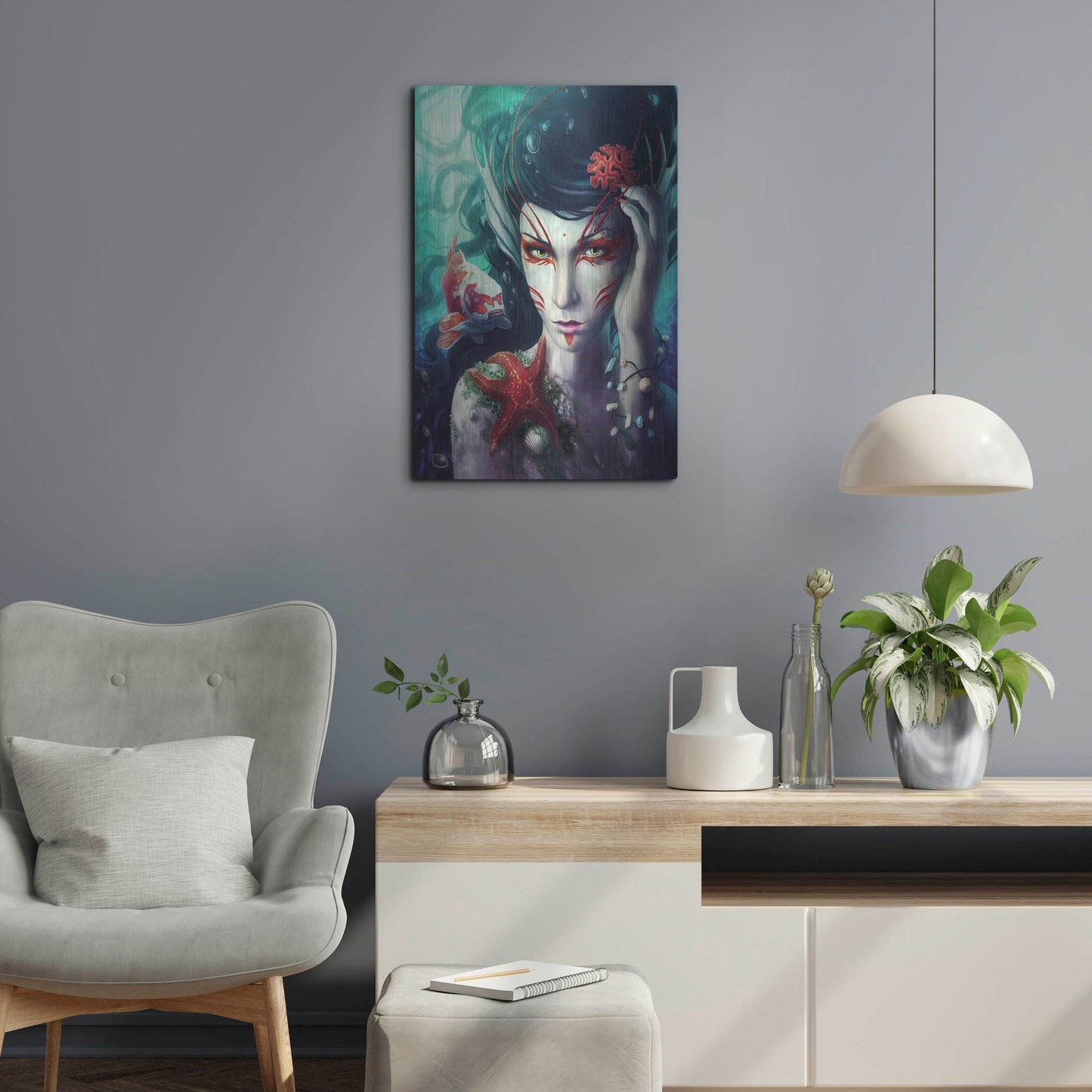 Luxe Metal Art 'Deep Sea' by JoJoesArt, Metal Wall Art,16x24