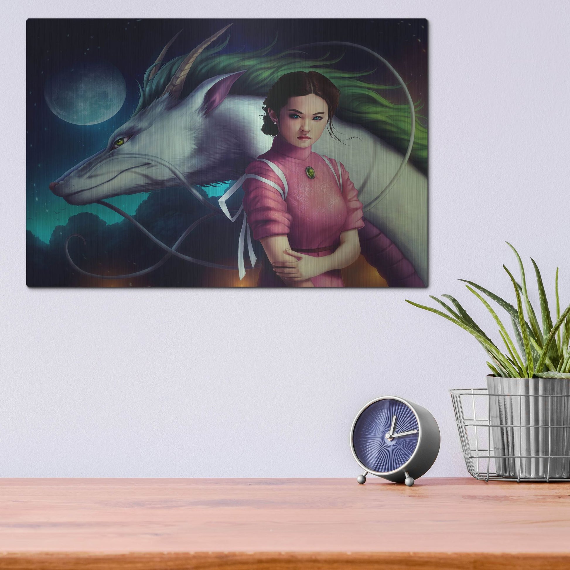 Luxe Metal Art 'Dragon Night' by JoJoesArt, Metal Wall Art,16x12