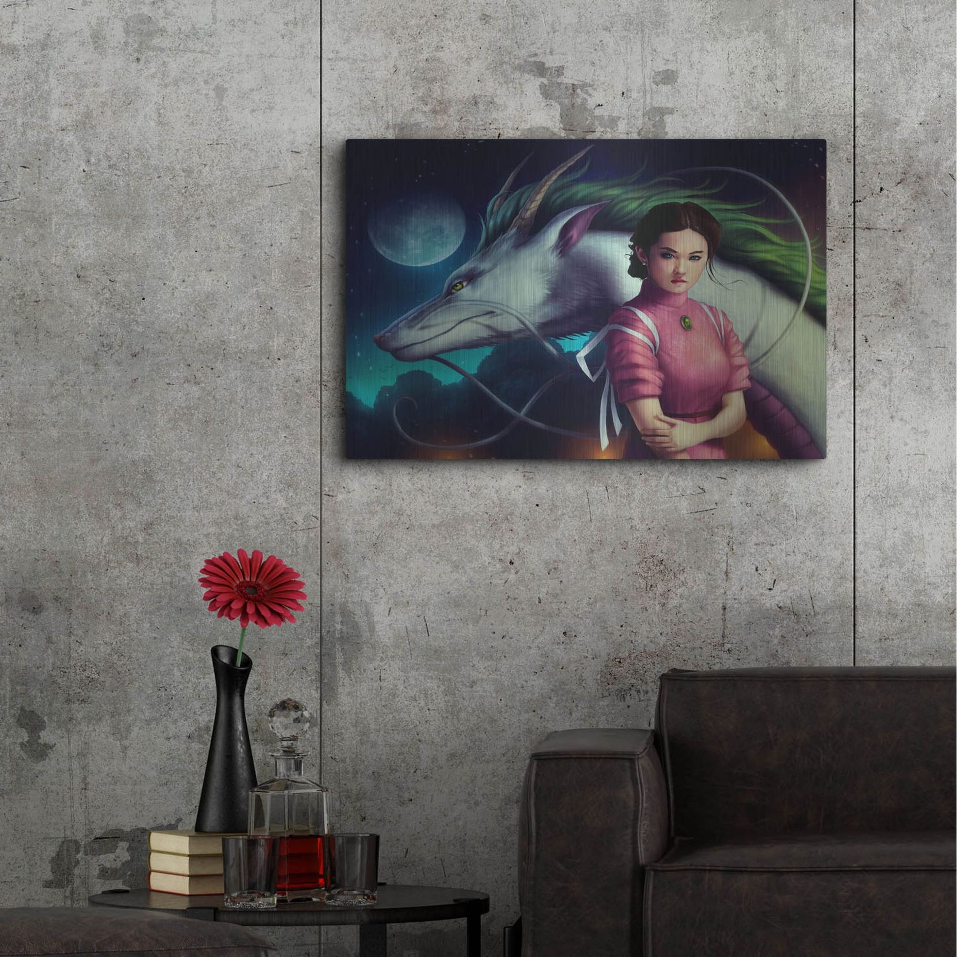 Luxe Metal Art 'Dragon Night' by JoJoesArt, Metal Wall Art,36x24