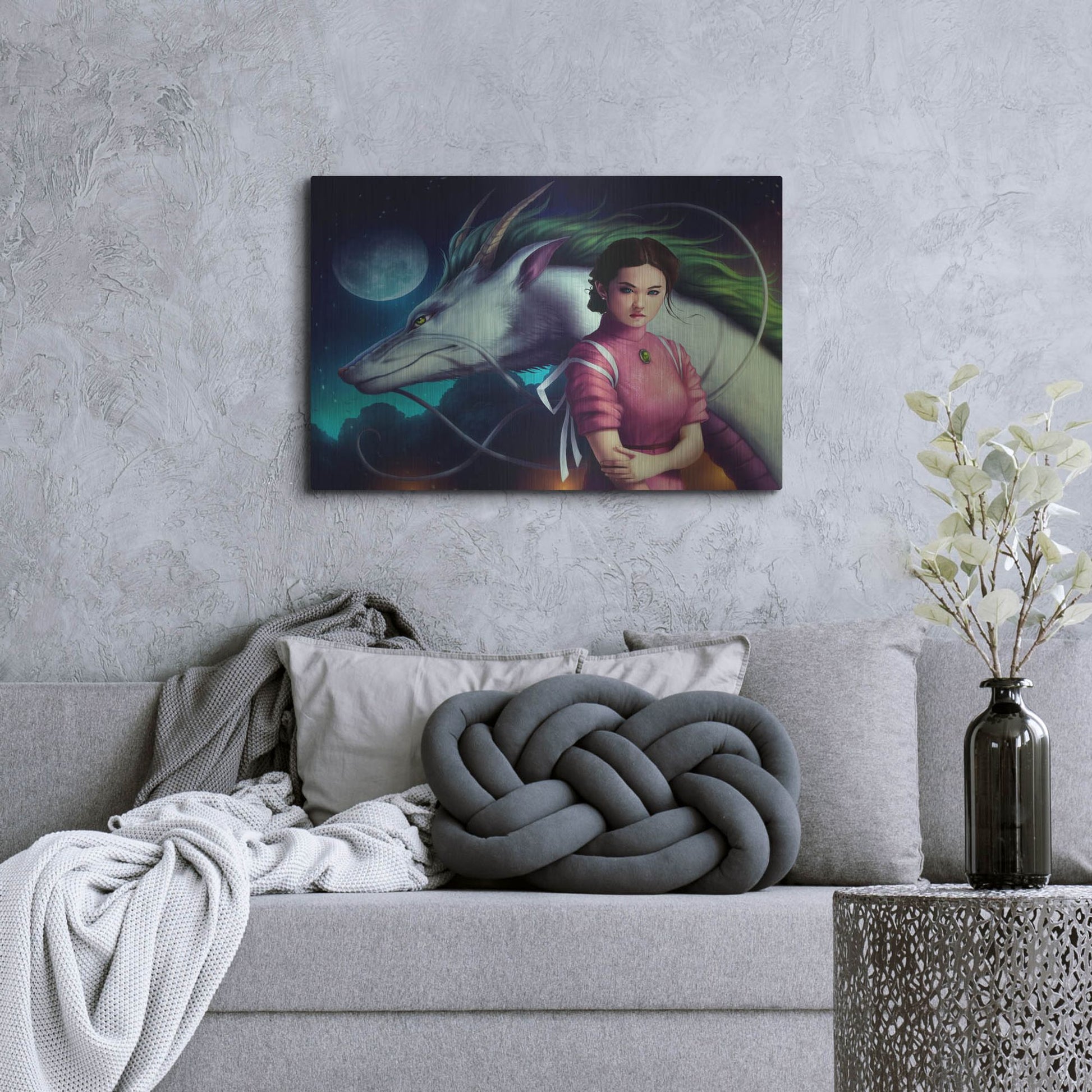 Luxe Metal Art 'Dragon Night' by JoJoesArt, Metal Wall Art,36x24