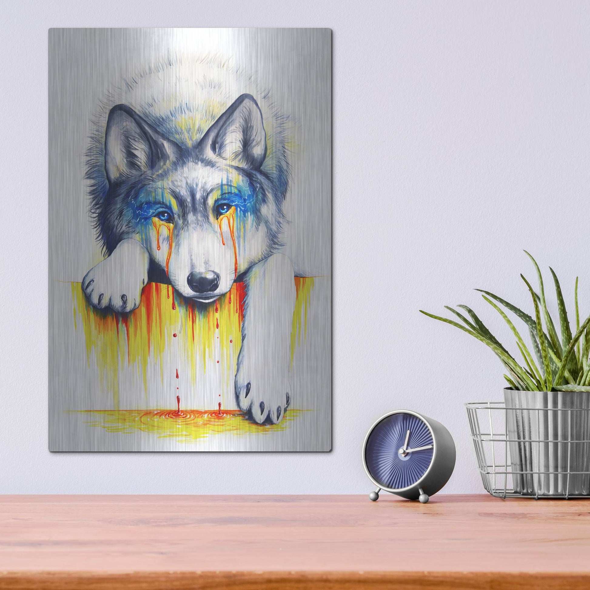 Luxe Metal Art 'Drowning in Tears' by JoJoesArt, Metal Wall Art,12x16