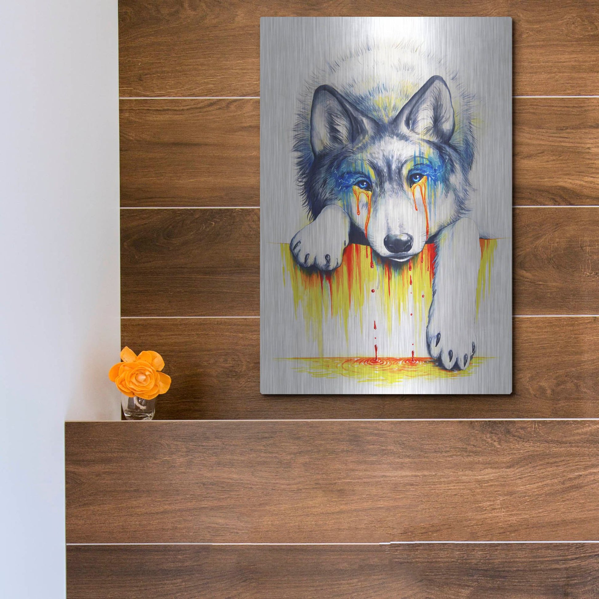 Luxe Metal Art 'Drowning in Tears' by JoJoesArt, Metal Wall Art,12x16