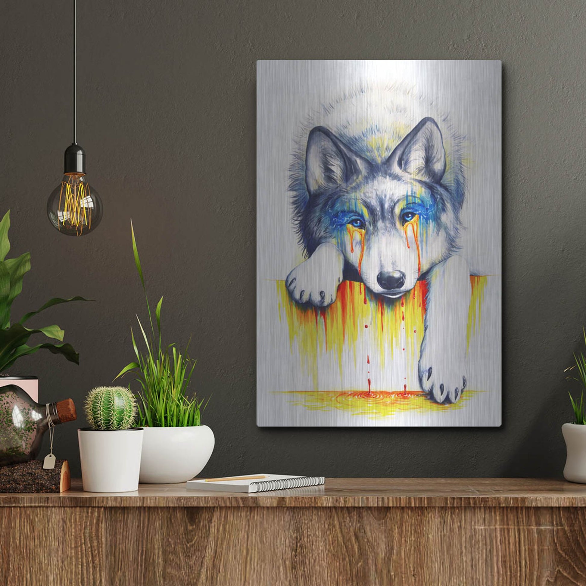 Luxe Metal Art 'Drowning in Tears' by JoJoesArt, Metal Wall Art,12x16