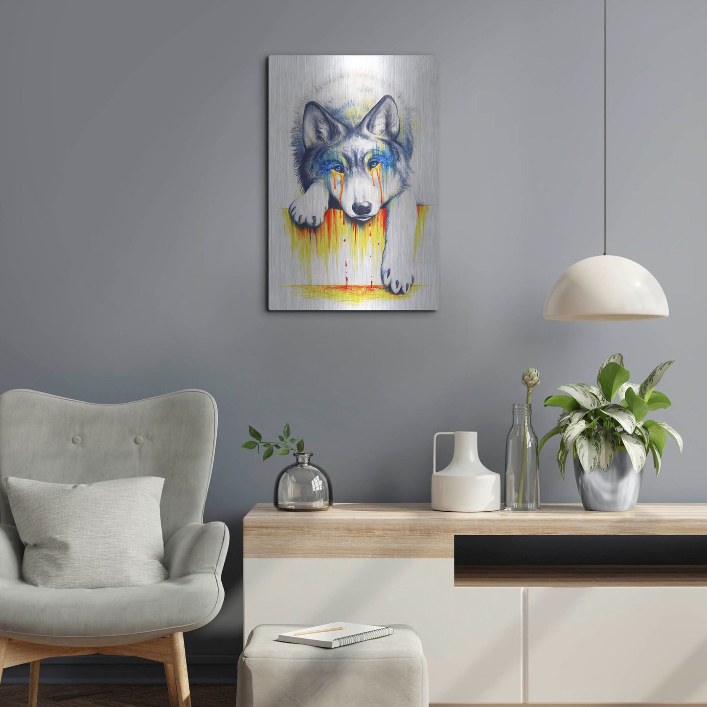 Luxe Metal Art 'Drowning in Tears' by JoJoesArt, Metal Wall Art,16x24